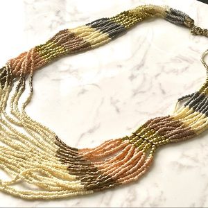 Boho Beaded Pastel Multi Strand Necklace